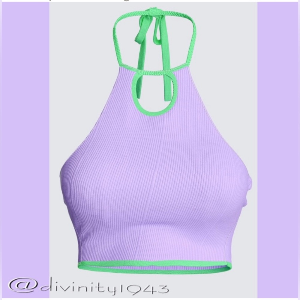 Lavender with green trim Spring perfect halter top
